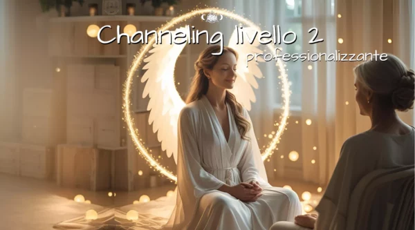 copertina del video corso di channeling livello 2 dove una donna canalizza i messaggi degli esseri di luce per i suoi clienti