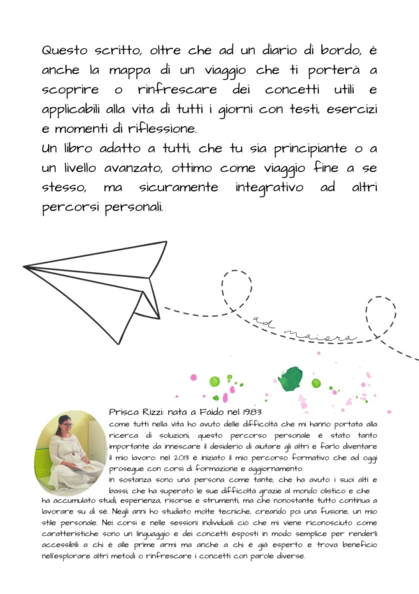 retro copertina del libro serenità ed equilibrio un viaggio di 21 giorni di Prisca Stanga-Rizzi